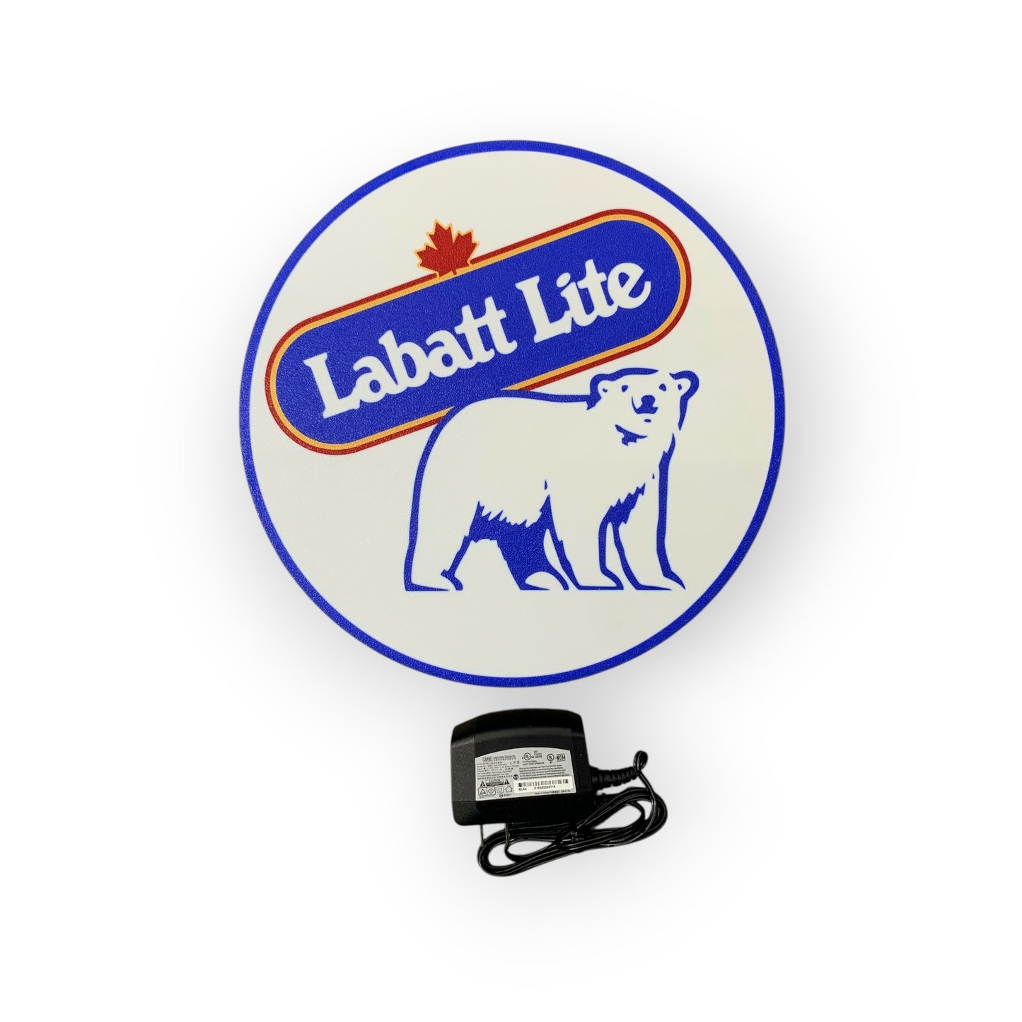Labatt Lite led indoor sign with a bear graphic on a white background