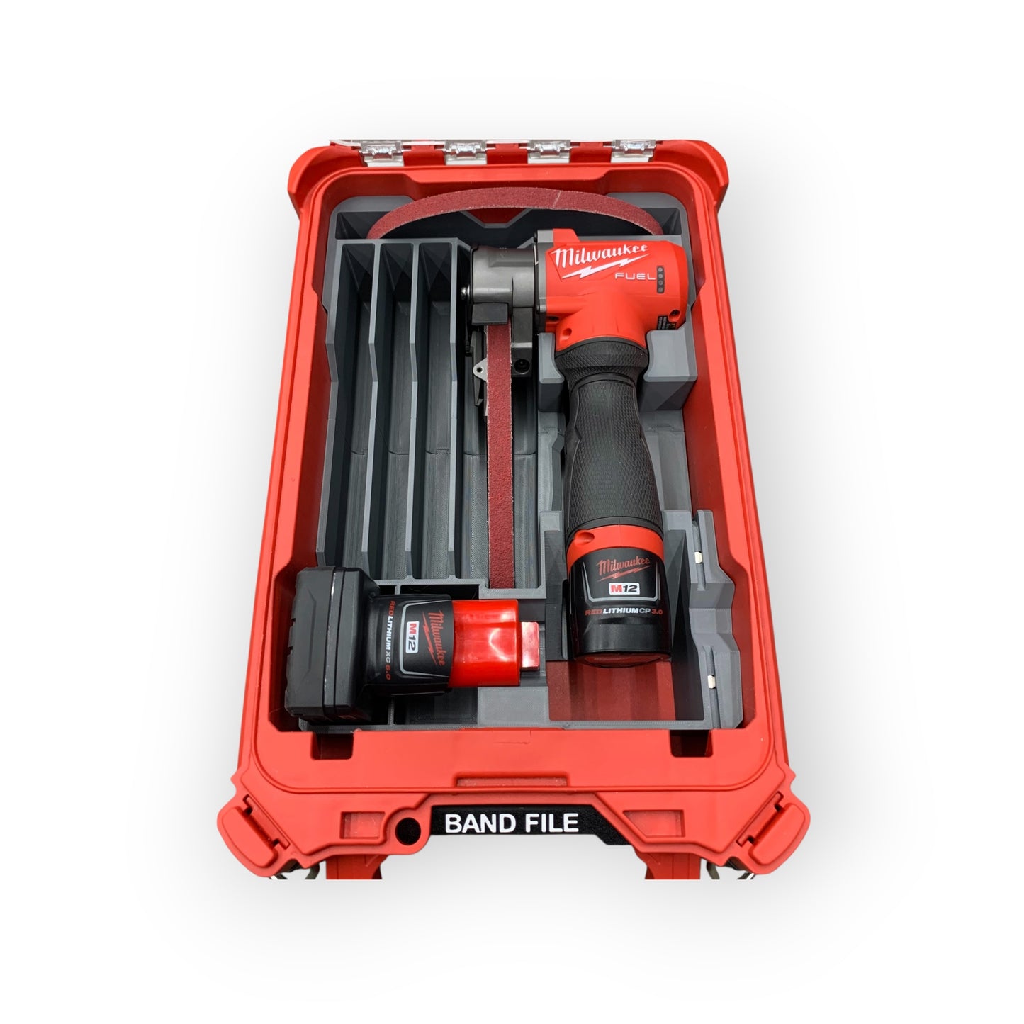 Milwaukee band file 2482-20 organizer insert for Packout model 48-22-8435 on white background