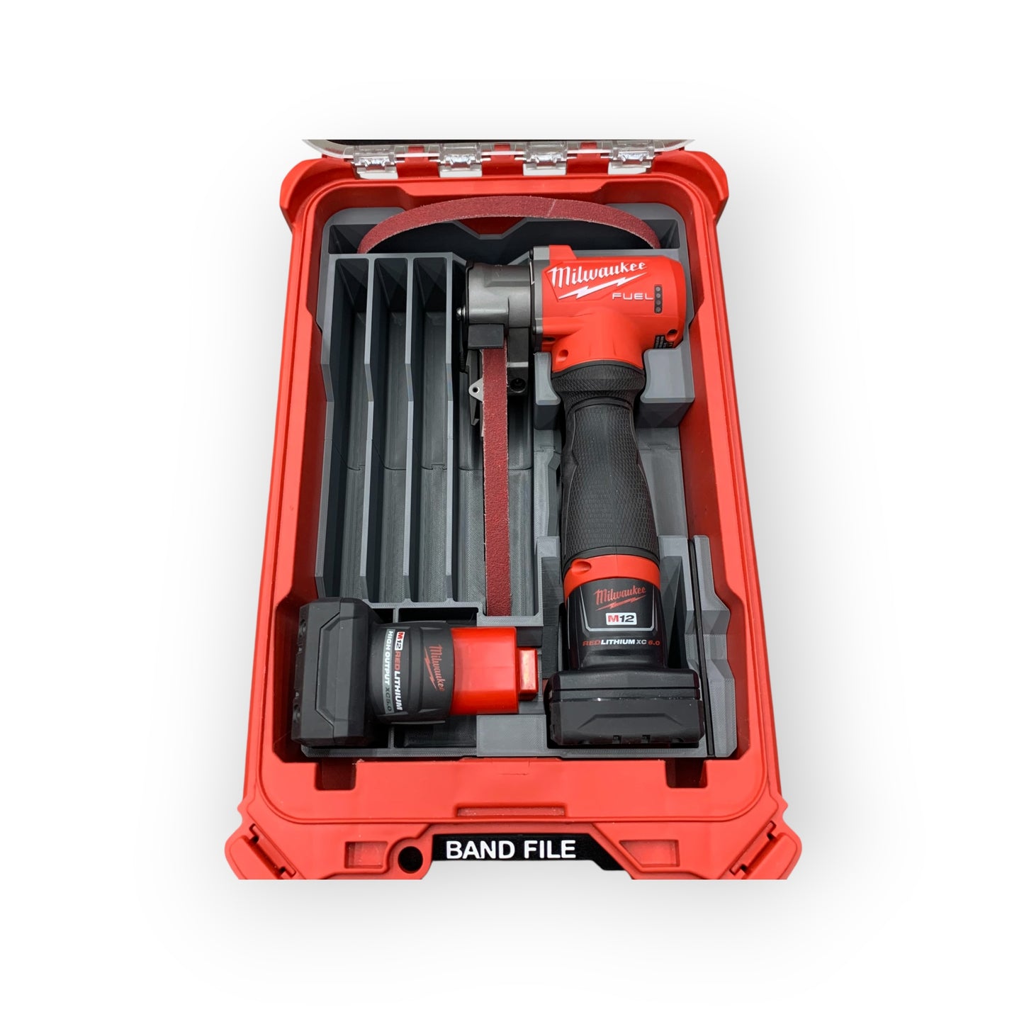 Milwaukee band file 2482-20 organizer insert for Packout model 48-22-8435 on white background