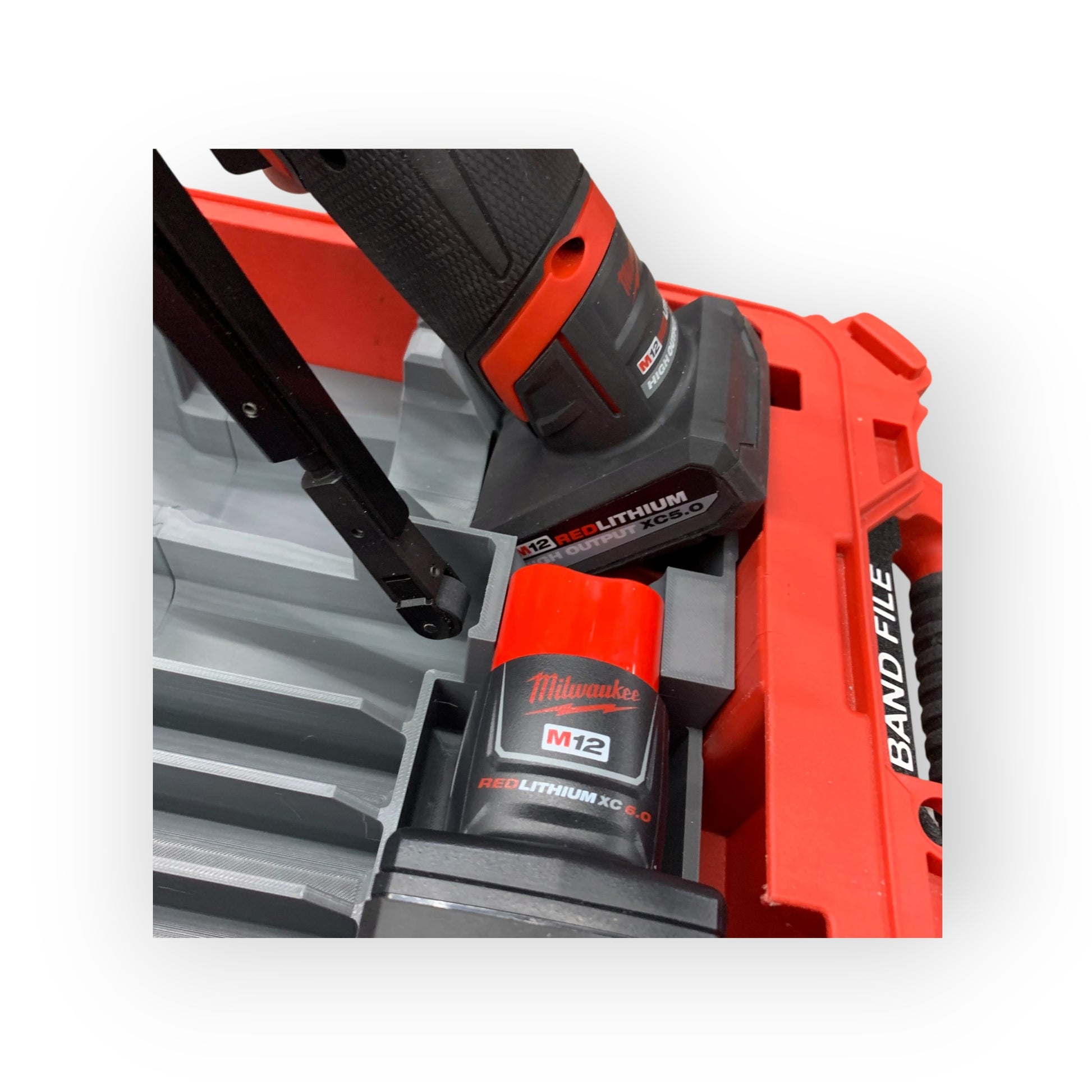 Milwaukee band file 2482-20 organizer insert for Packout model 48-22-8435 on white background