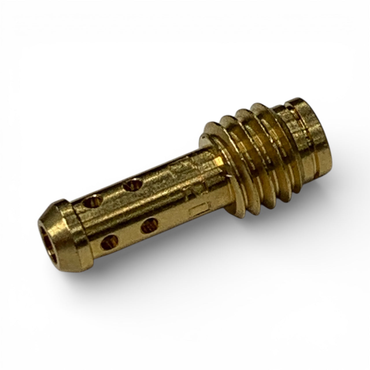 Brass Mikuni jet on a white background