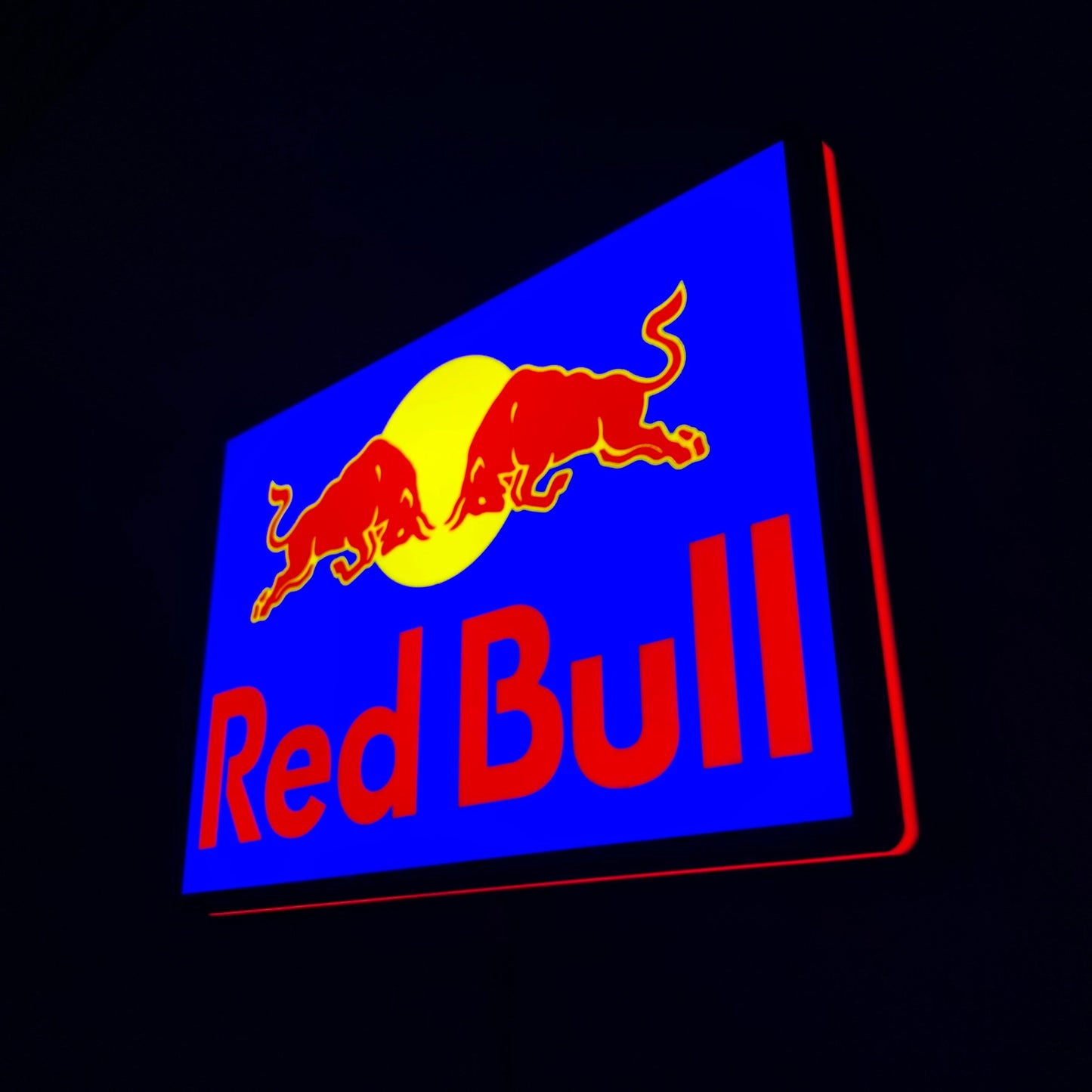 Red Bull LED Indoor sign lit up