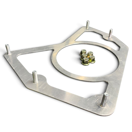 Ski-Doo XP Chain Case Mounting Plate 518325816 with Nuts on white background